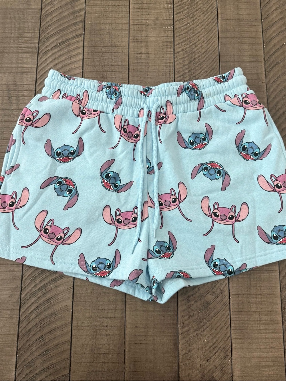 Disney Light Blue Stitch & Angel Printed Women's Lounge Shorts
